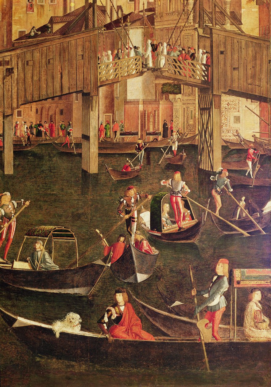 Detalj av Miracle of the Relic of the True Cross på Rialtobroen, 1494 (detalj av 221362) av Vittore Carpaccio