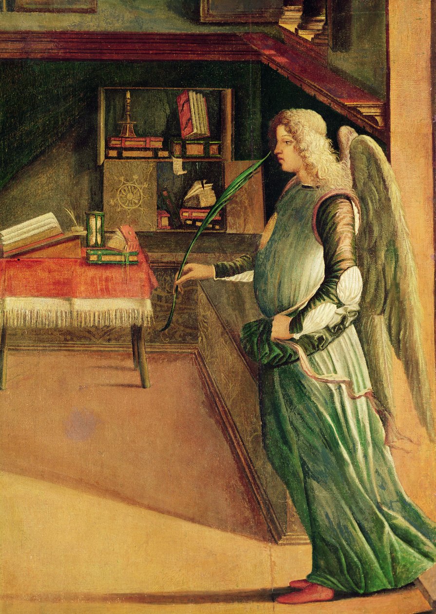 Detalj av engelen fra drømmen om St. Ursula, ca. 1490-96 (detalj av 257437) av Vittore Carpaccio