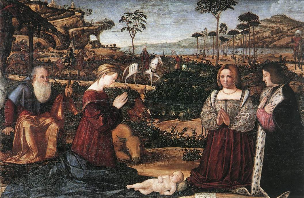 Hellig familie med to givere av Vittore Carpaccio