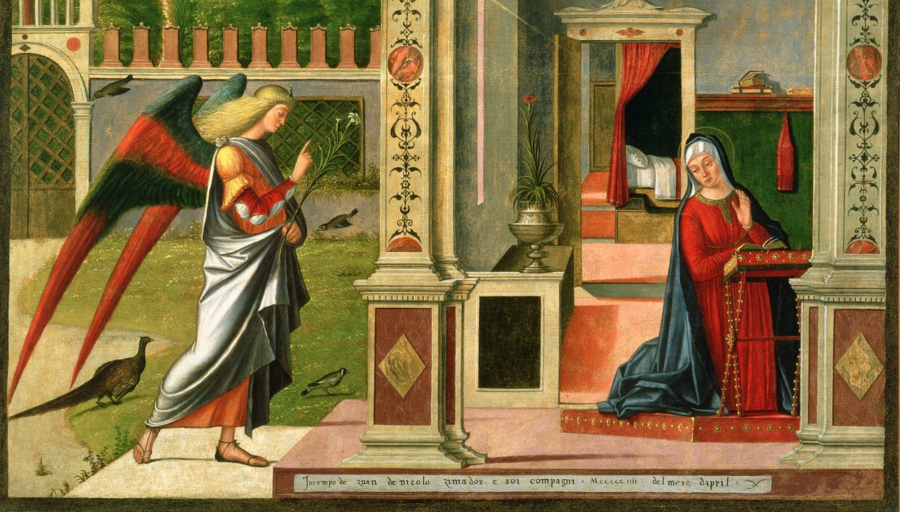 Bebudelsen olje på panel detalj av 120955 av Vittore Carpaccio