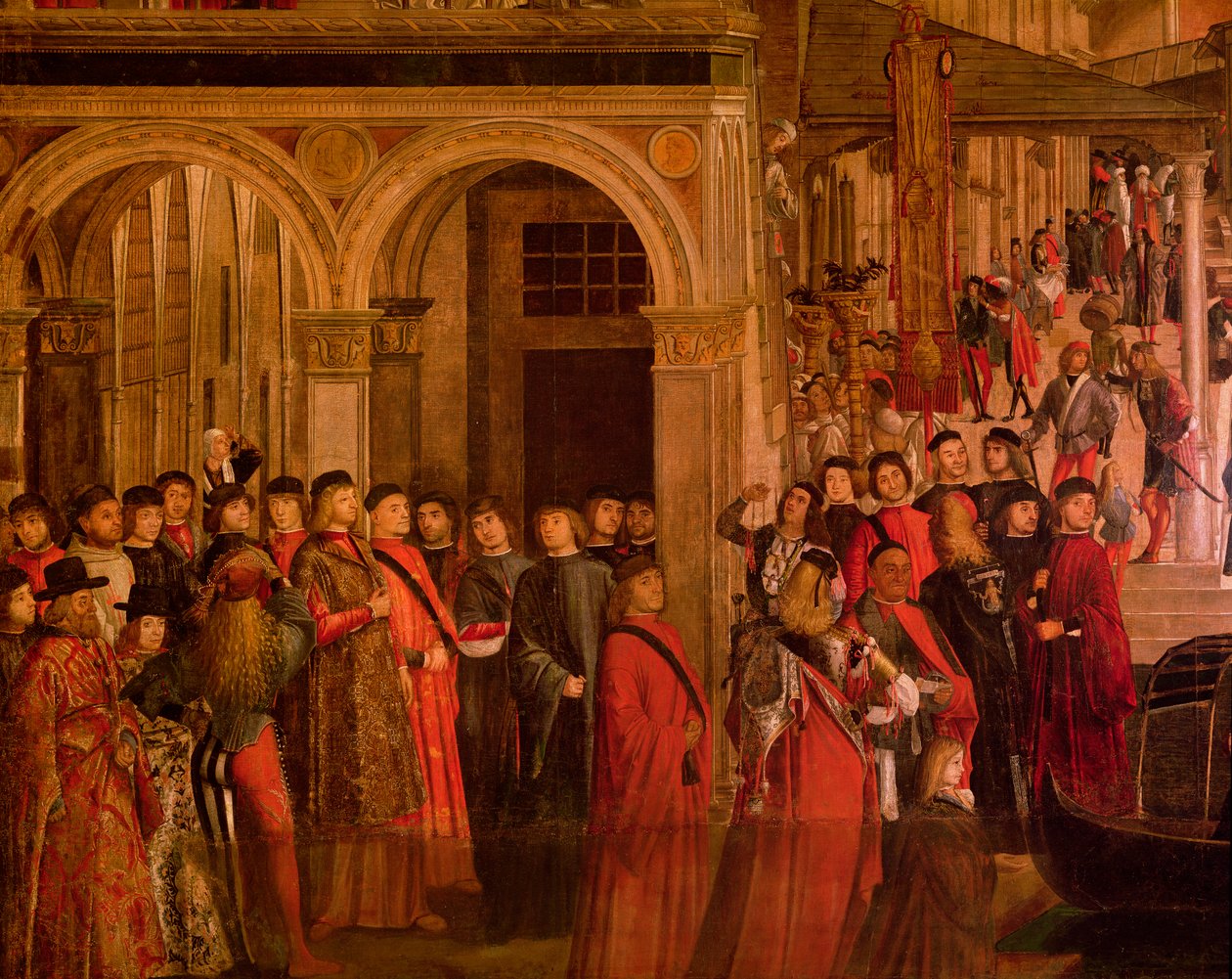 Miracle of the Relic of the True Cross på Rialtobroen, 1494 olje på lerret detalj av 119437 av Vittore Carpaccio