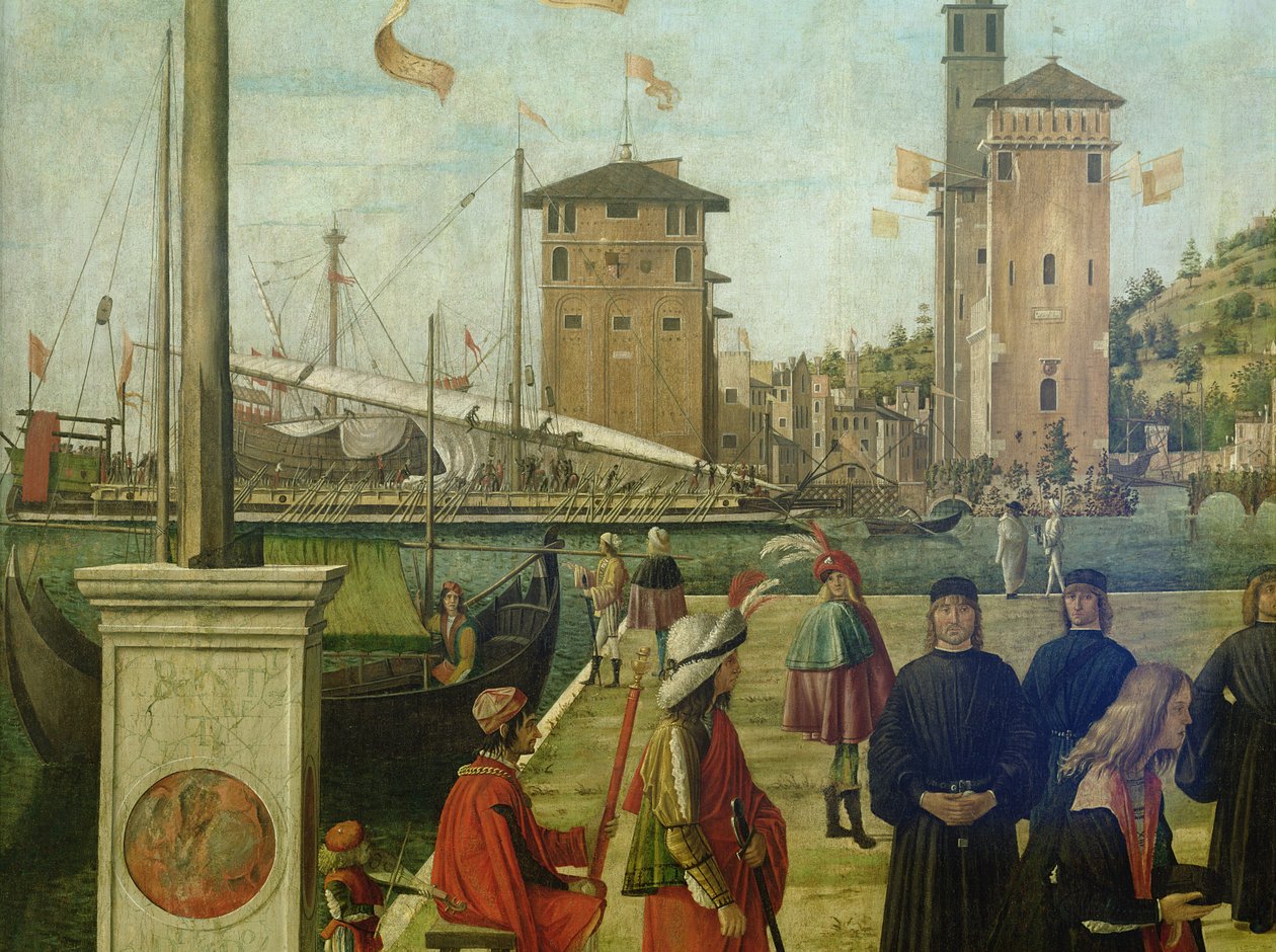 The Return of the Ambassadors, fra St. Ursula-syklusen, 1490-94 detalj av 51114 av Vittore Carpaccio