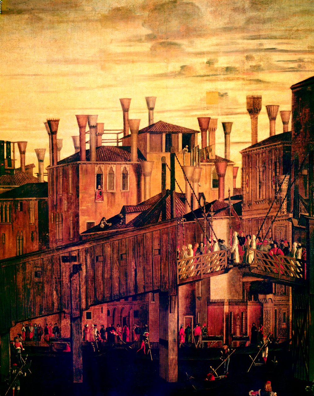Rialtobro av tre, fra Miracle of the Relic of the True Cross, 1494 olje på lerret detalj av 119437 av Vittore Carpaccio