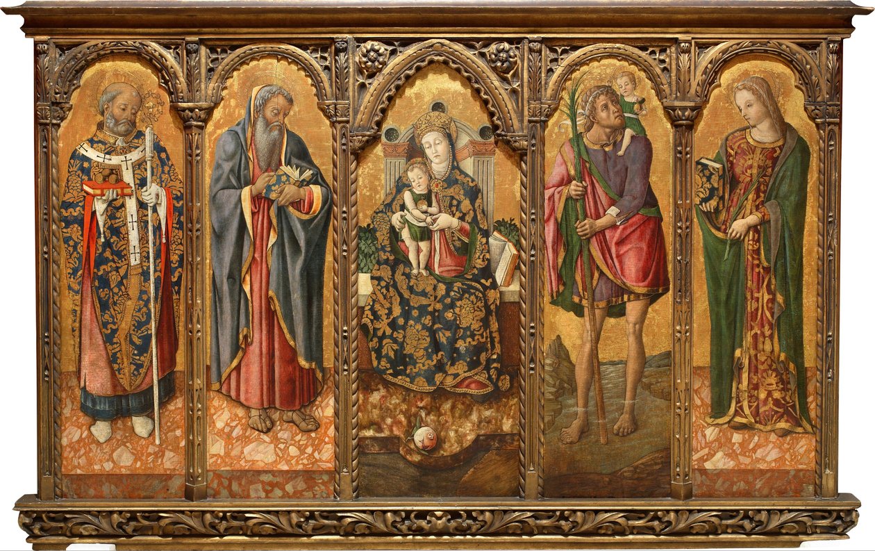 Madonna og barn med de hellige av Vittore Crivelli