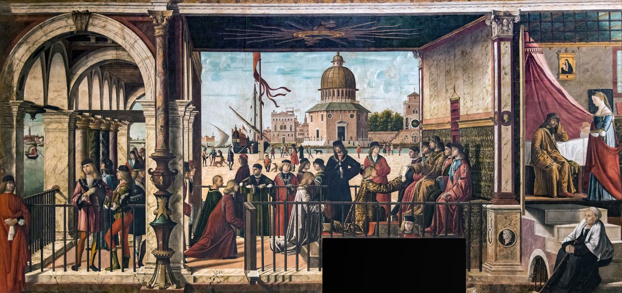 Ankomst av de engelske ambassadørene ved hoffet til kongen av Bretagne The Legend of..., 1495-150 av Vittore Carpaccio
