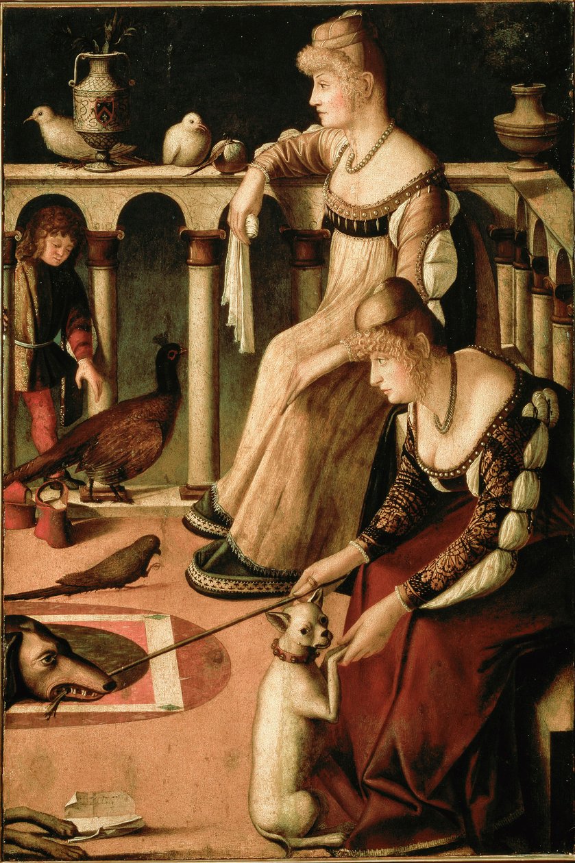 Due Lady Veneziane (Due cortigiane, to venetianske kvinner, to kurtisaner) av Vittore Carpaccio