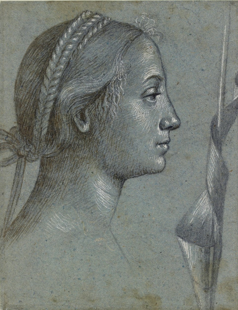 Hodet til en kvinne med en vimpel viklet rundt en stang, sent på 1400-tallet av Vittore Carpaccio