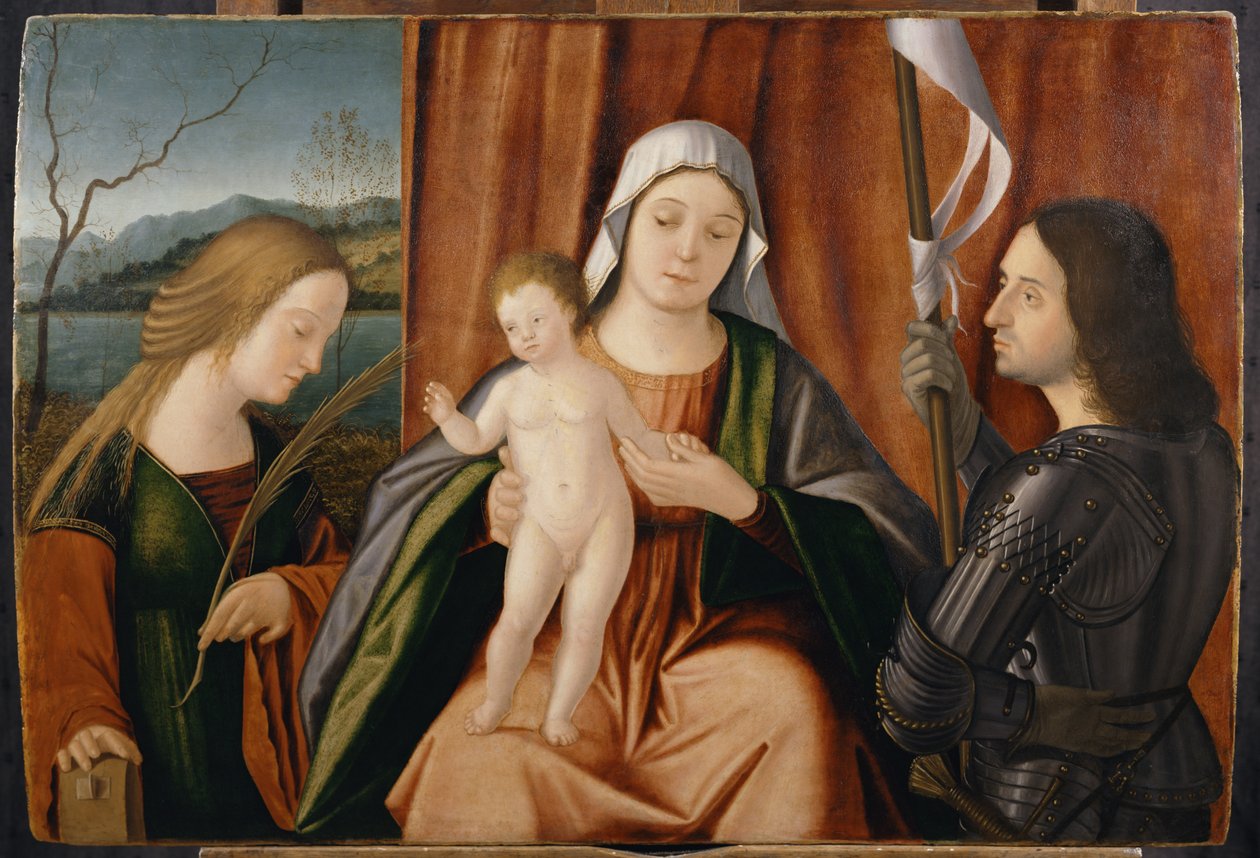 Madonna og barn med de hellige Katarina av Alexandria og enten George eller Liberale av Vittore Carpaccio