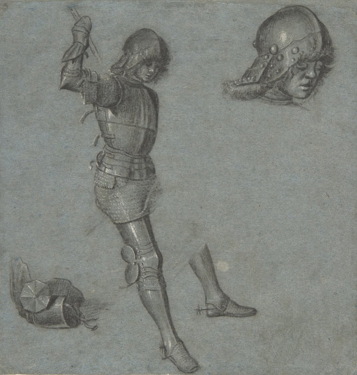 Studier av en sittende ungdom i rustning, ca. 1505. av Vittore Carpaccio