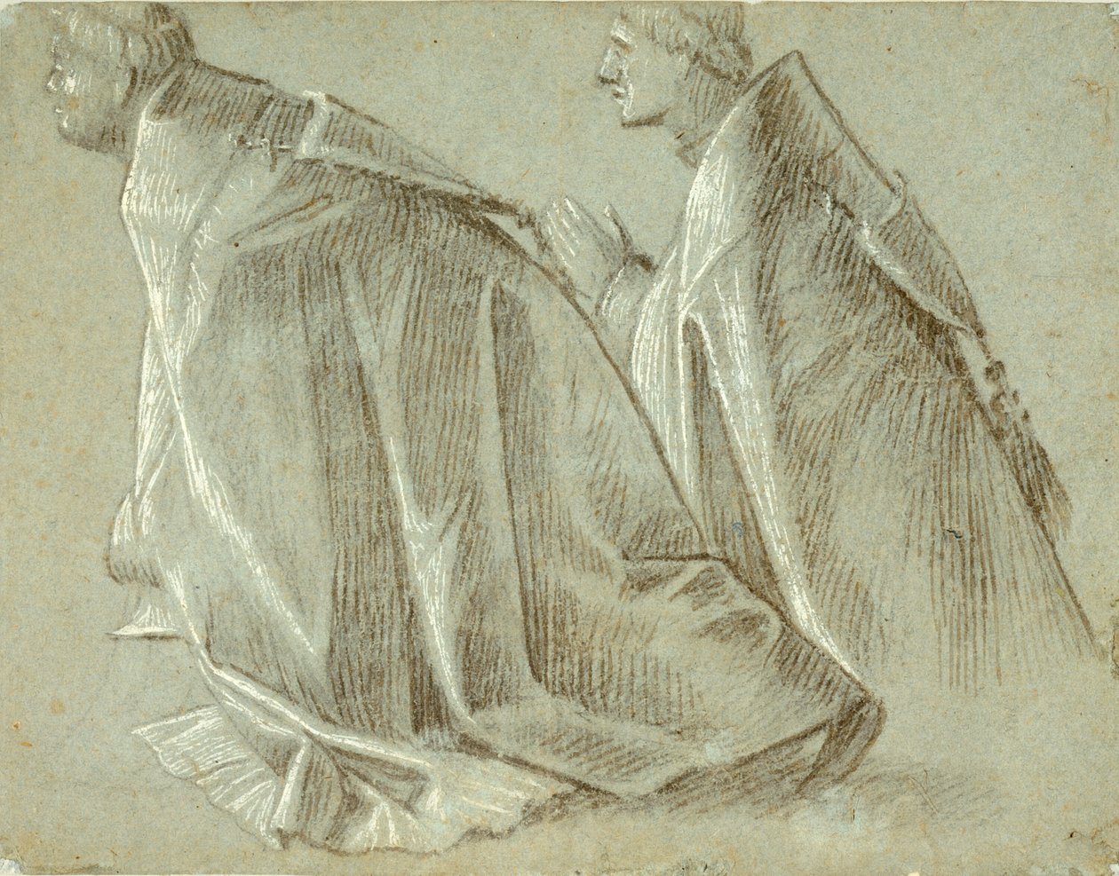 Studie av to knelende geistlige (recto); Studie av stående ungdom (verso) av Vittore Carpaccio