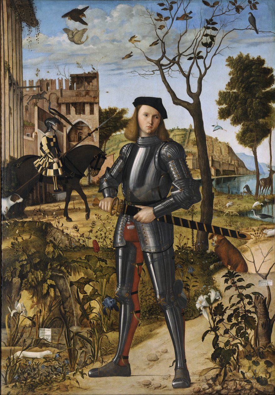 Ung ridder i et landskap (også kjent som «Portrett av en ridder») av Vittore Carpaccio