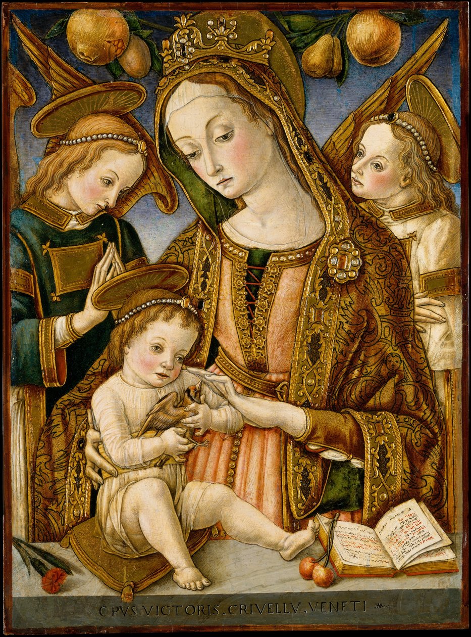Madonna og barn med to engler, ca. 1481-82. av Vittore Crivelli