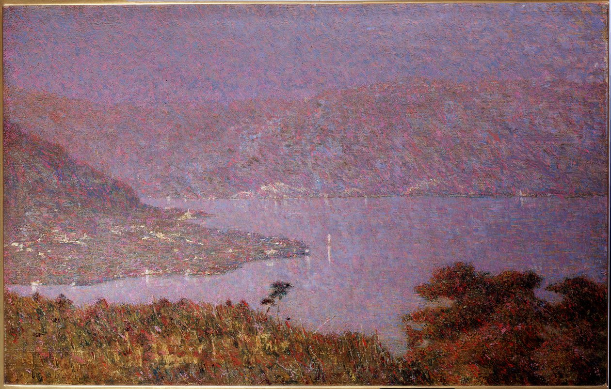 Kjærlighetens perle (Nebbiolina sul lago) (tåke på sjøen, tåke på sjøen) Maleri av Vittore Grubicy de Dragon (1851-1920) 1896 Dim 33,5x51 cm Milano, Galleria d