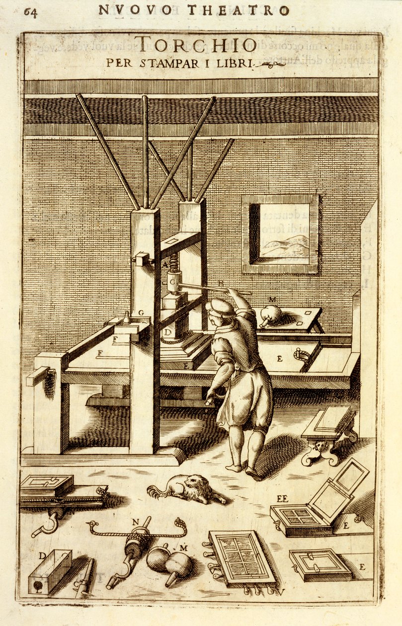 Boktrykk for trykking av bøker, 1607 av Vittorio Zonca