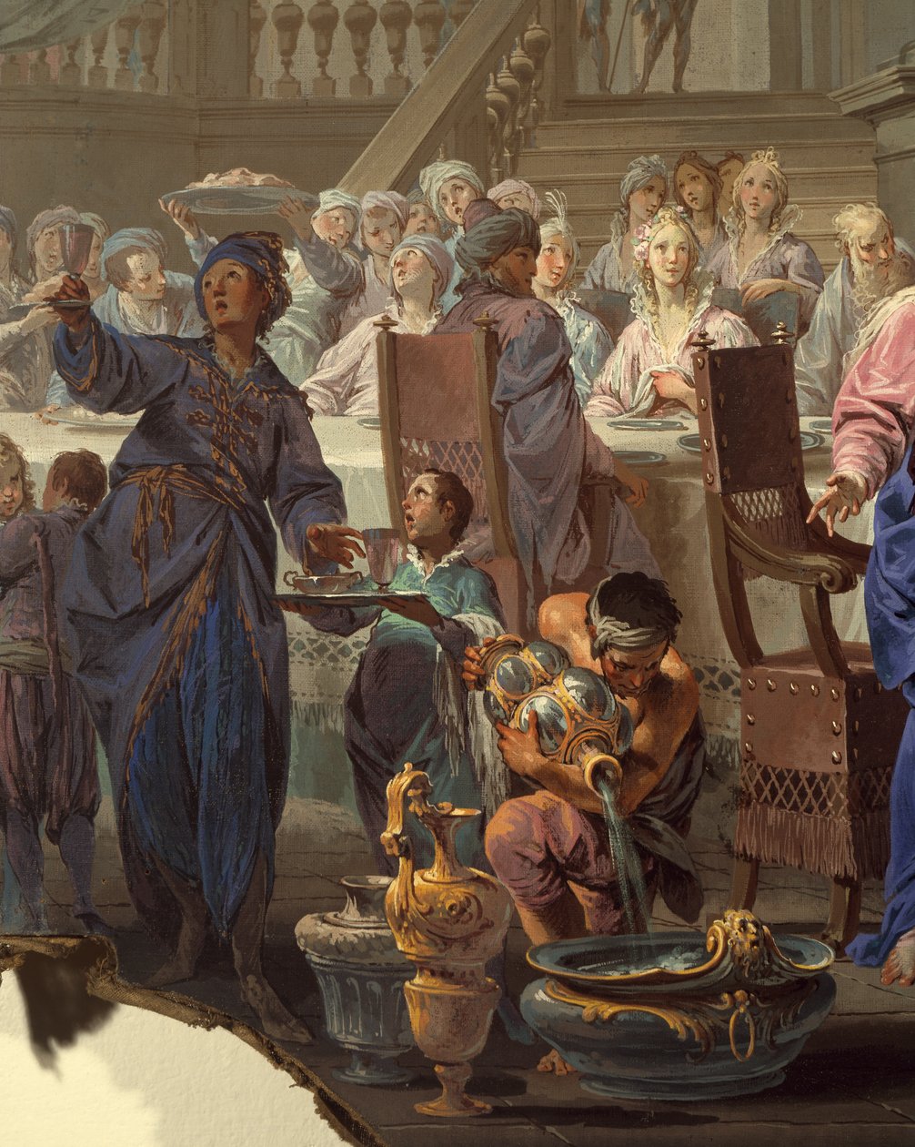 Bryllup i Cana av Vittorio Maria Bigari (1692-1776), detalj av Vittorio Maria Bigari