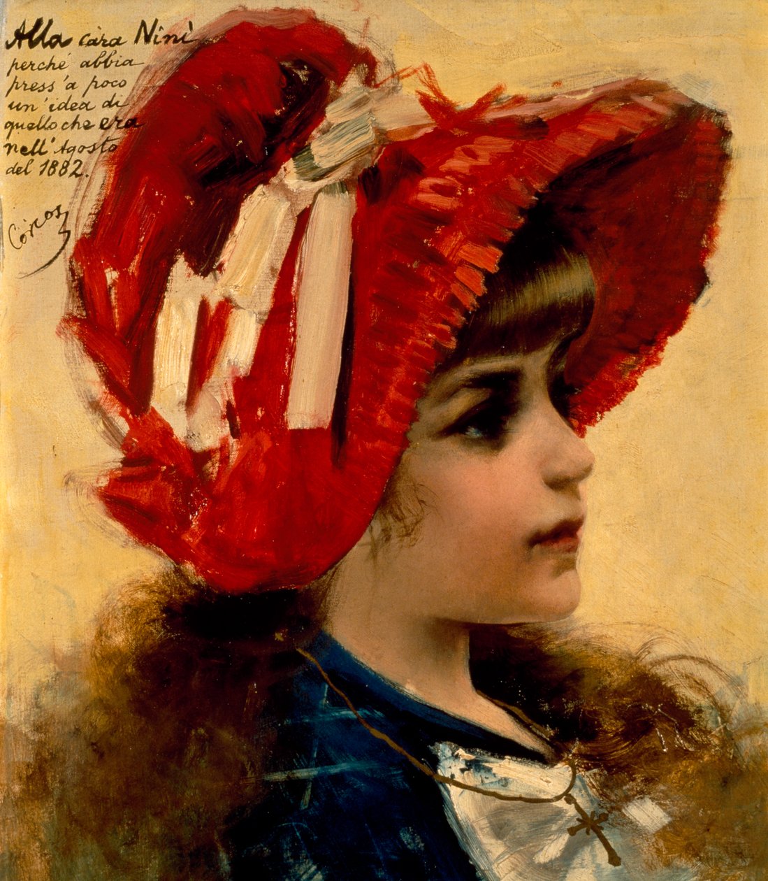 Portrett av Nini av Vittorio Matteo Corcos (1859-1933), olje på lerret, 43x37 cm av Vittorio Matteo Corcos
