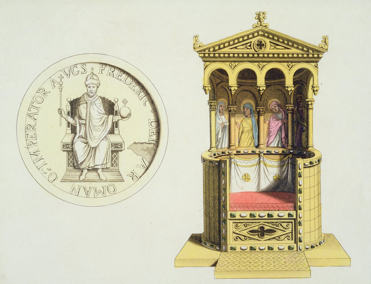 Mynt og trone til Frederick Barbarossa (ca. 1123-90) fra 