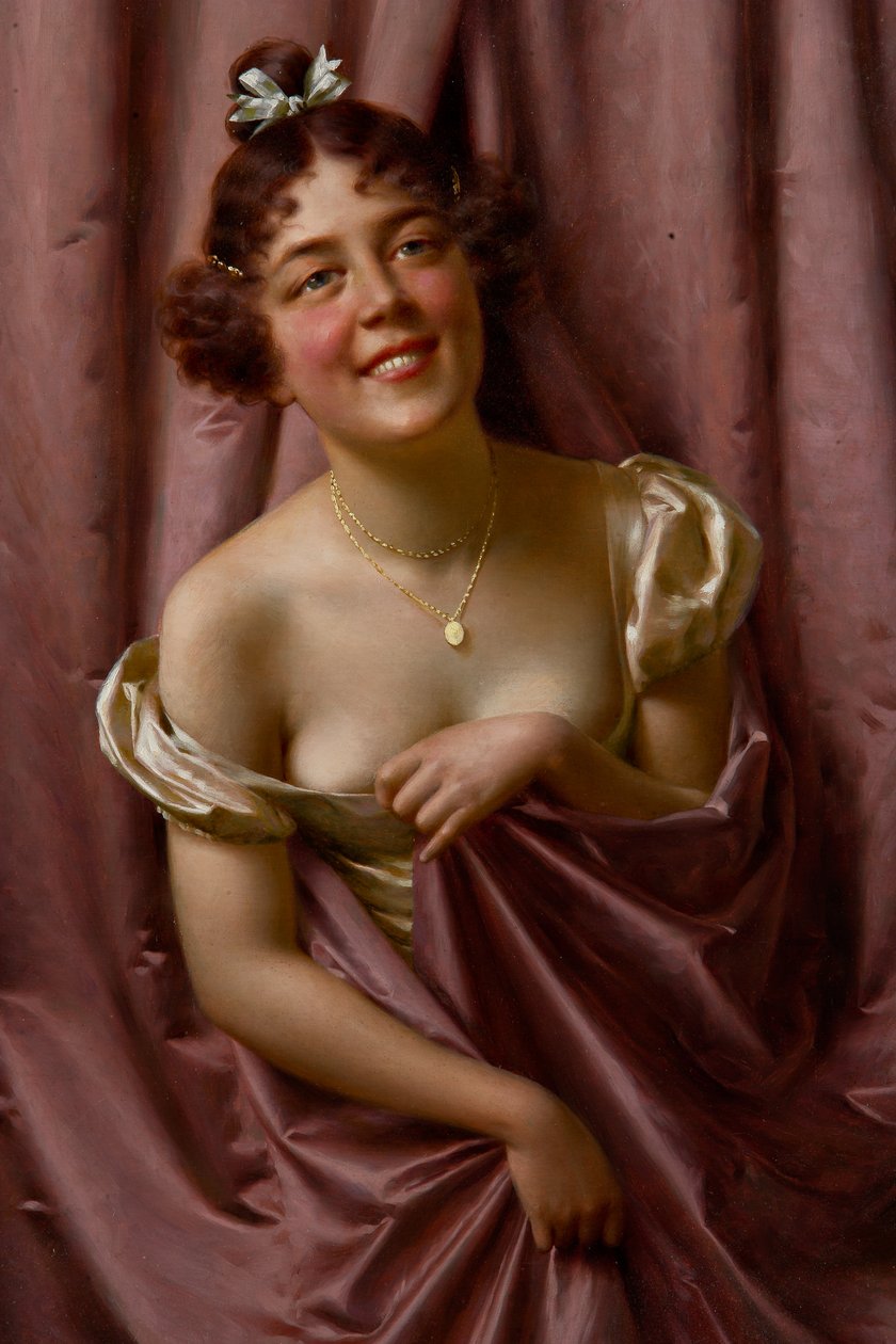 Lady in Purple (olje på lerret) av Vittorio Reggianini