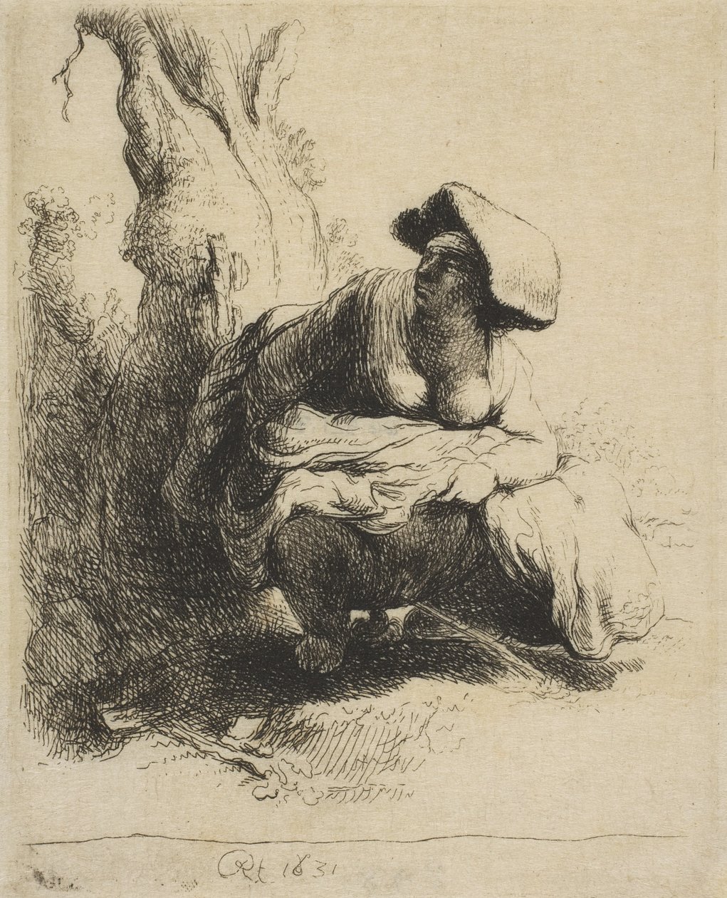 A Woman Making Water, slutten av 1700-tallet tidlig på 1800-tallet., slutten av 1700-tallet tidlig på 1800-tallet. av Vivant Denon