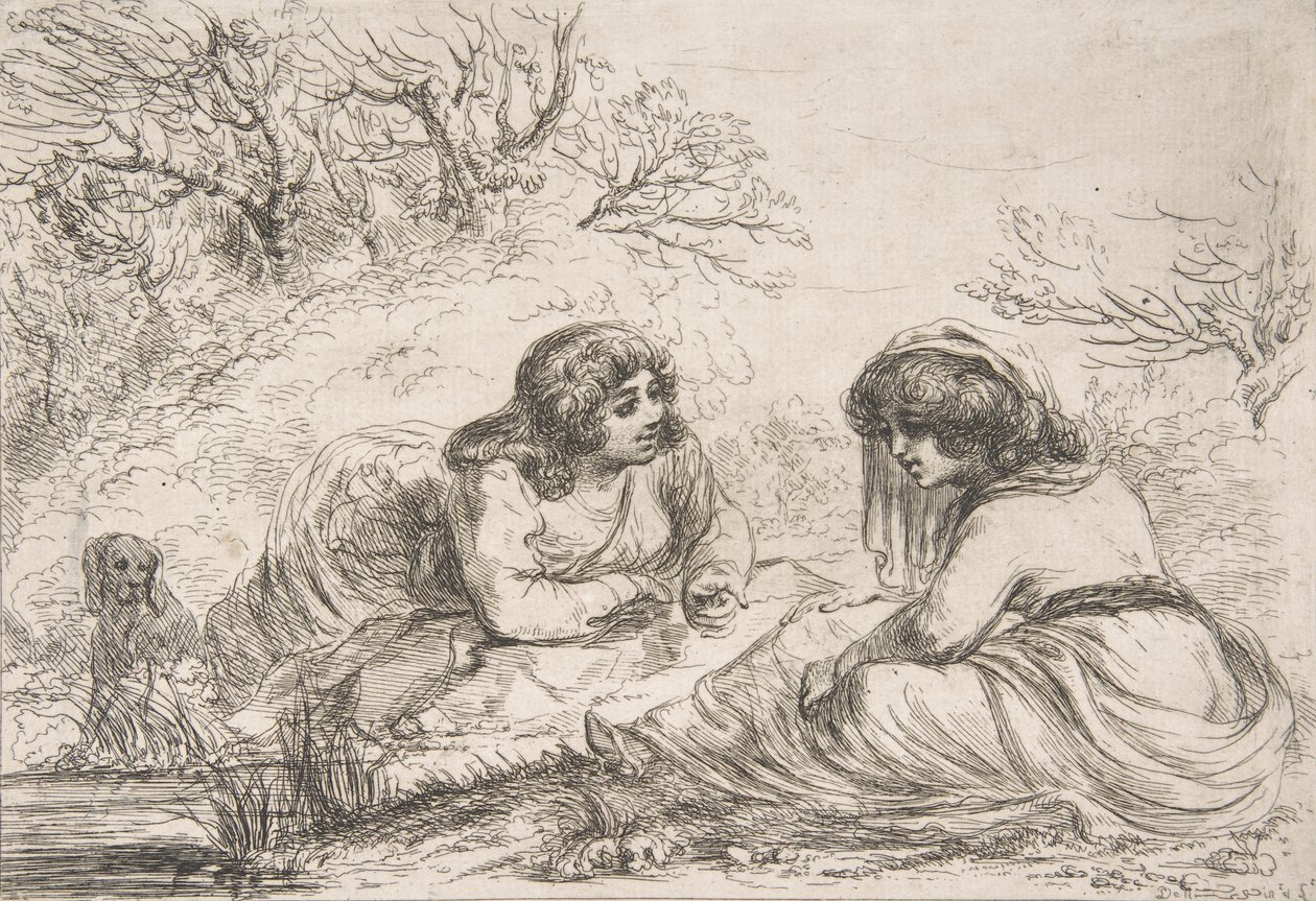 To kvinner i et landskap, 1700-begynnelsen av 1800-tallet., 1700-begynnelsen av 1800-tallet. av Vivant Denon