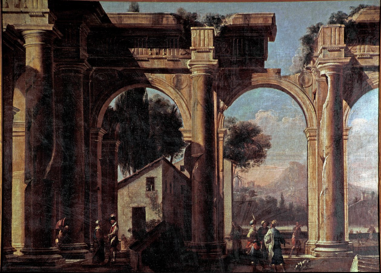 Landskap med ruiner Maleri av Viviano Codazzi (1604-1670) 1600-tallet Dim 100x132 cm Venezia, Museo Correr, n 1037 av Viviano Codazzi