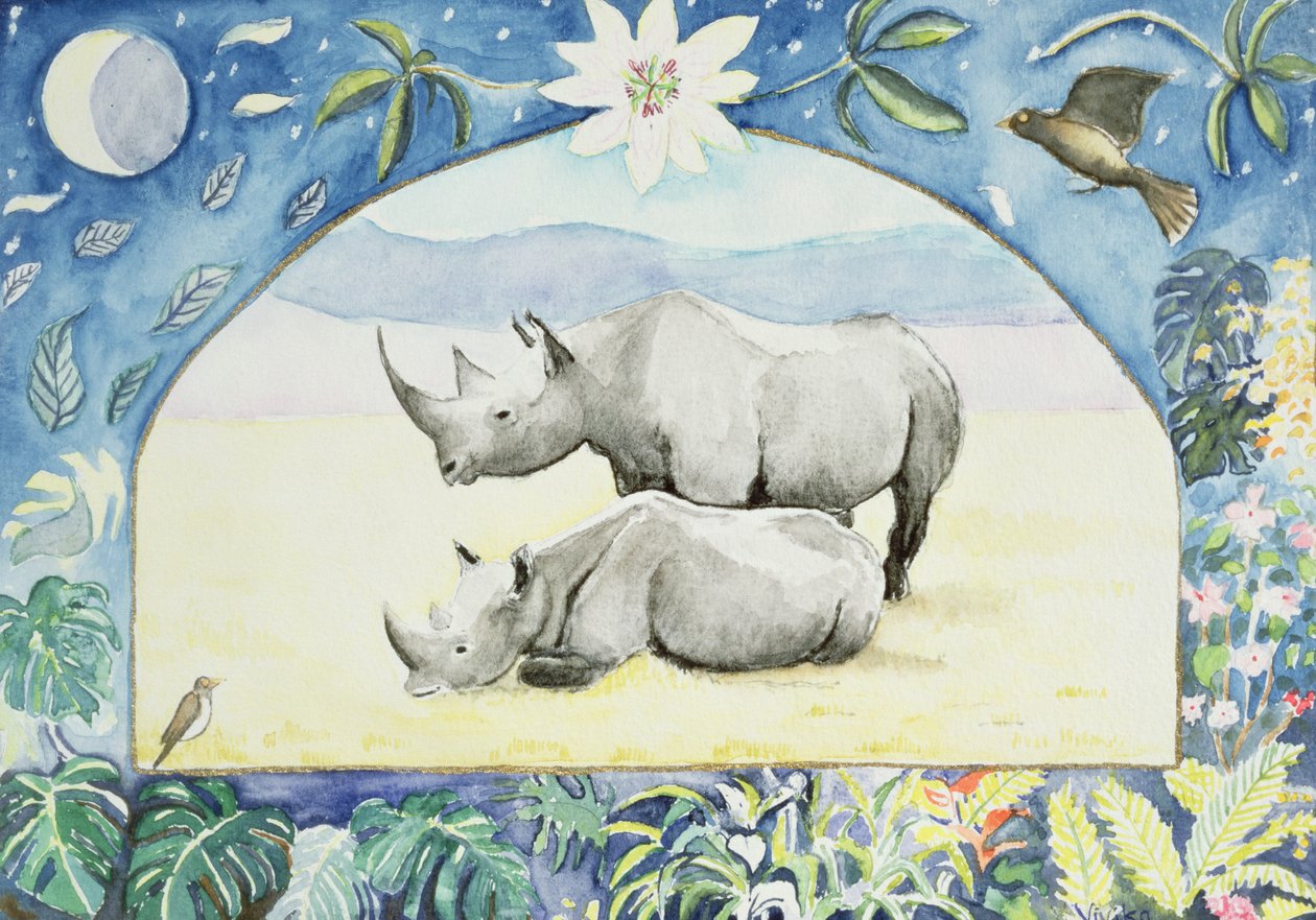 Rhino (februar måned fra en kalender) av Vivika Alexander