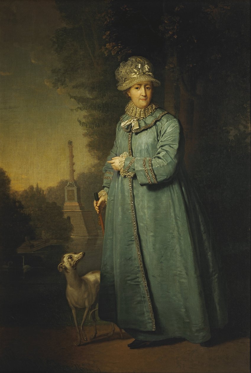 Portrett av Catherine II, keiserinne av Russland i parken av Vladimir Borovikovskiy