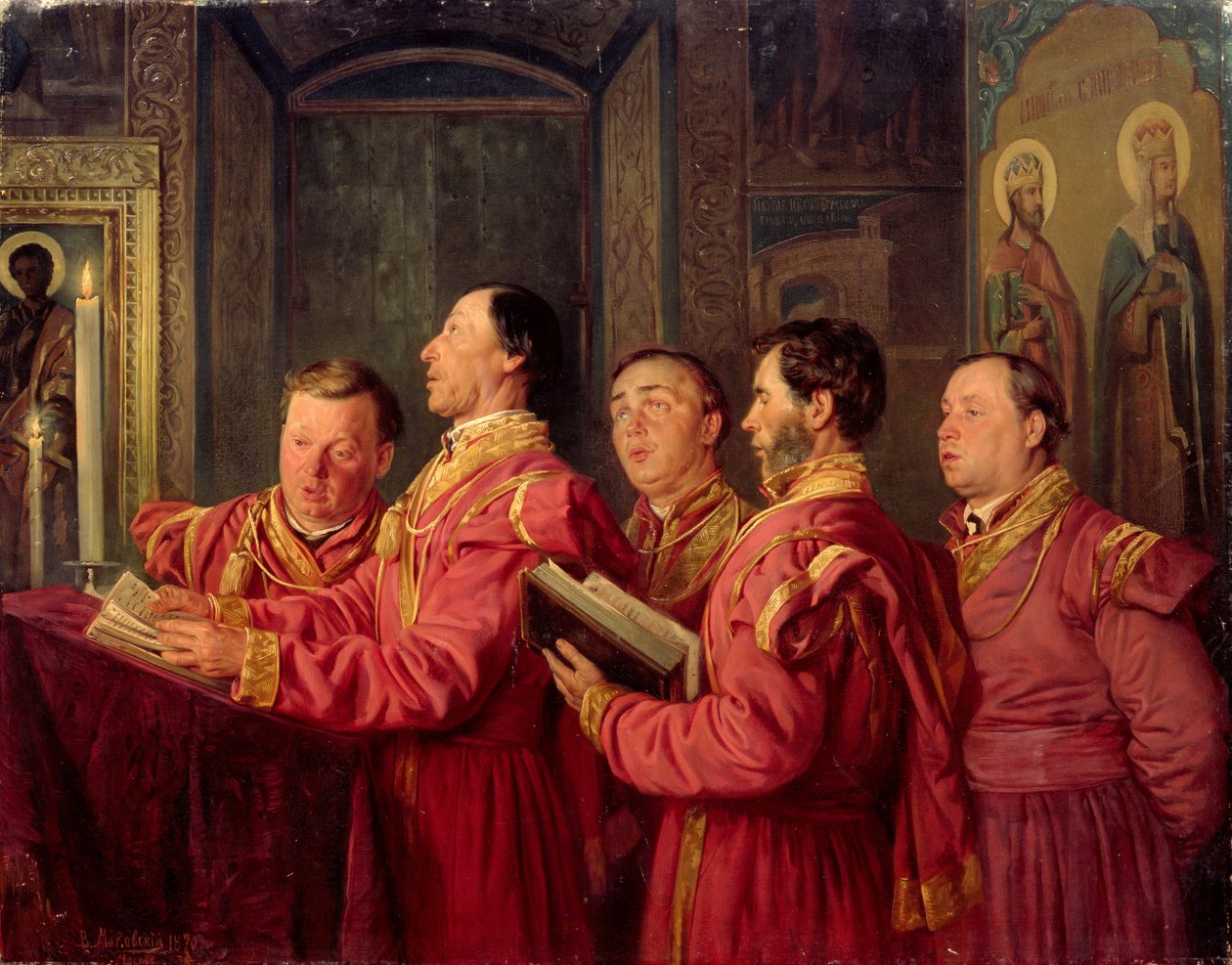 Korister i kirken, 1870 av Vladimir Egorovic Makovsky