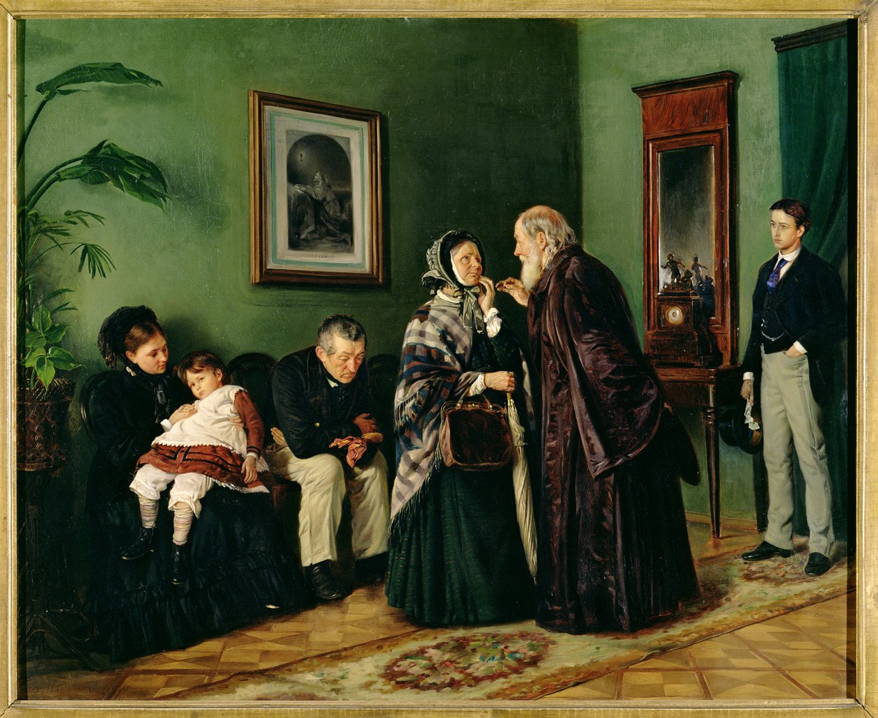 Doktorens venterom, 1870 av Vladimir Egorovic Makovsky