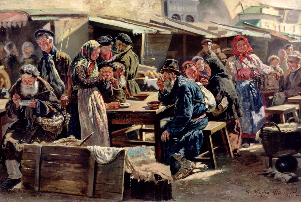 Måltidet, 1875 av Vladimir Egorovic Makovsky