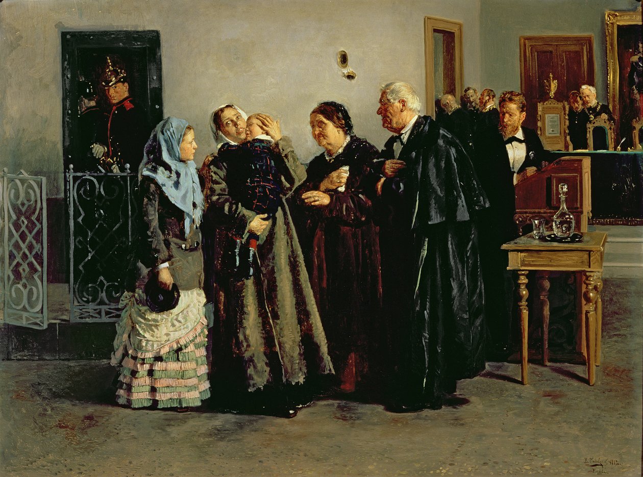 Dom, 'Ikke skyldig', 1882 av Vladimir Egorovic Makovsky