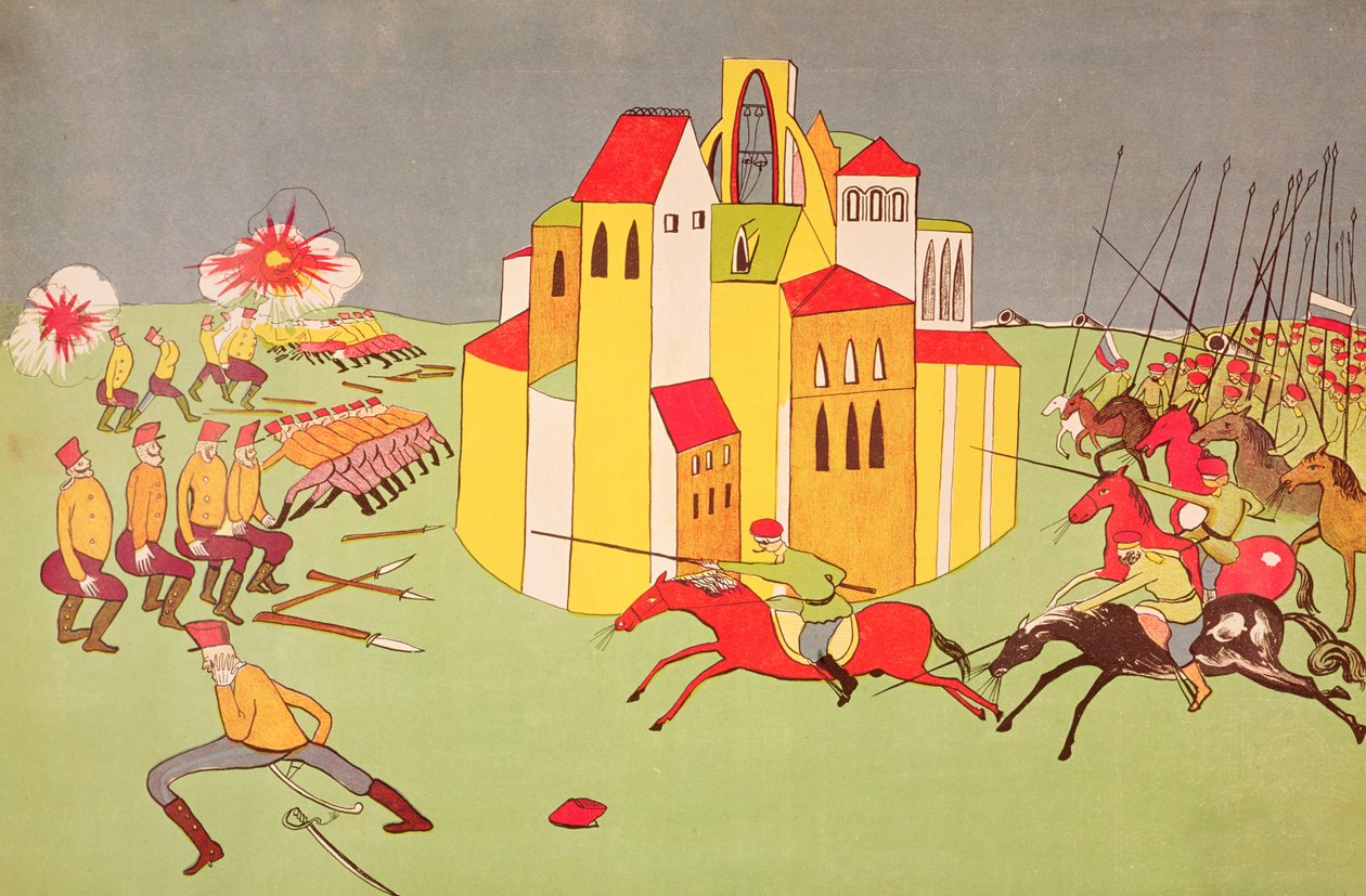 Overgivelsen av Lviv av den østerriksk-ungarske hæren til den russiske hæren i september 1914, ca. 1914-15 av Vladimir Mayakovsky