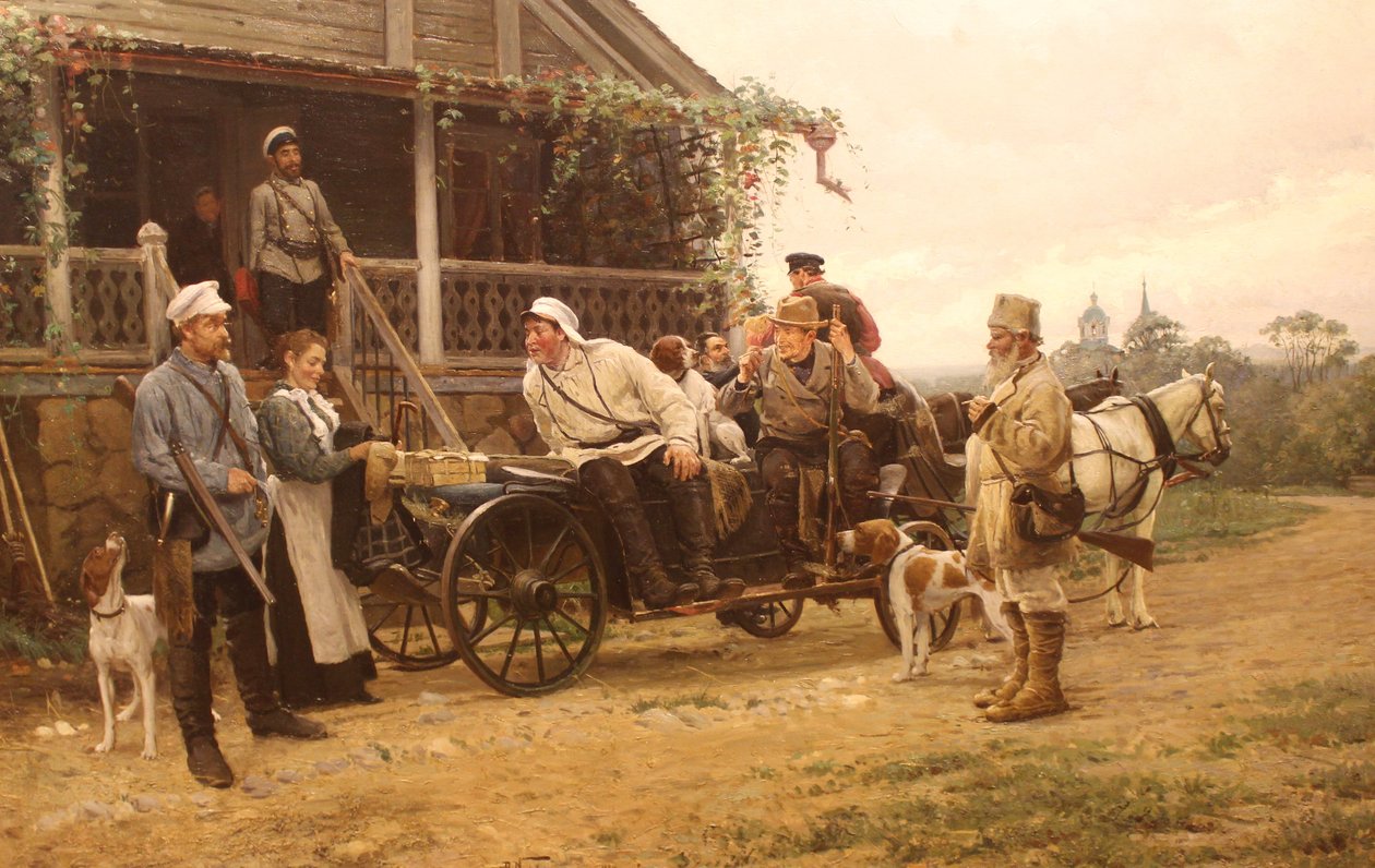 Avreise for jakten av Vladimir Egorovic Makovsky