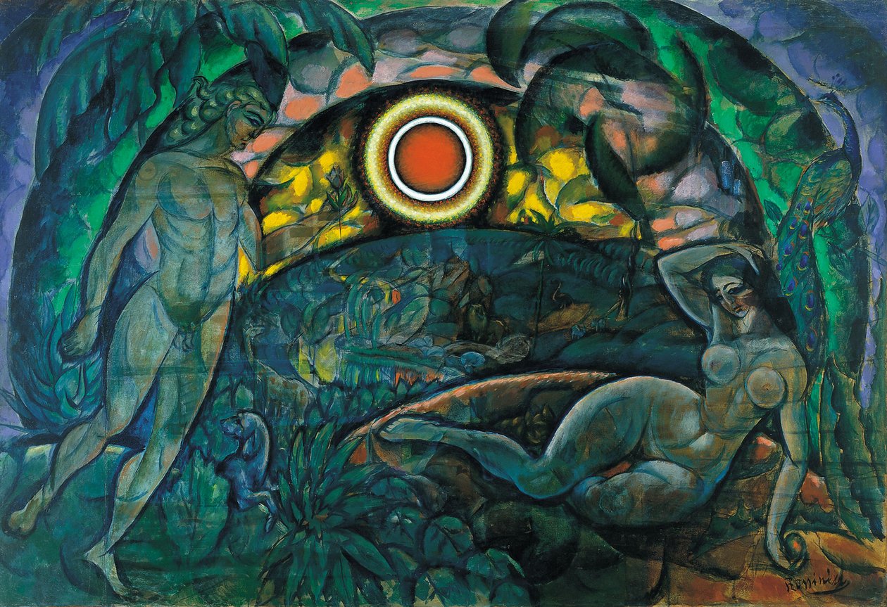 Adam og Eva, 1912 av Daniel Vladimir Baranoff Rossine