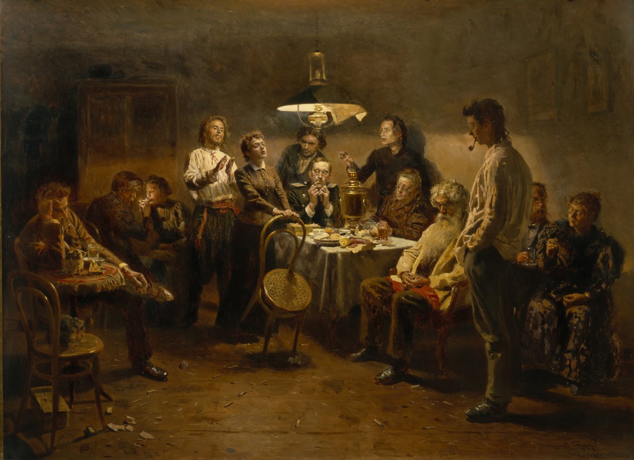 En hyggelig kveld, 1875-1897 av Vladimir Egorovic Makovsky