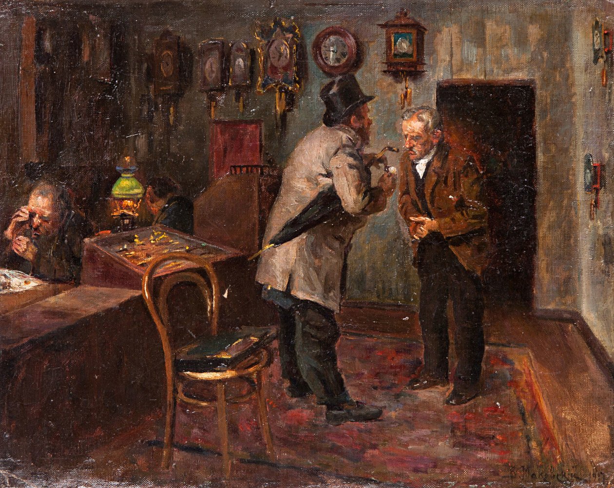Hos gullsmedene, 1917 av Vladimir Egorovic Makovsky
