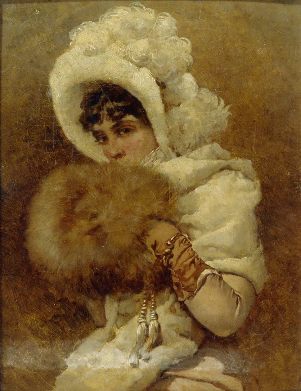 Jente med en muff, 1884 av Vladimir Egorovic Makovsky