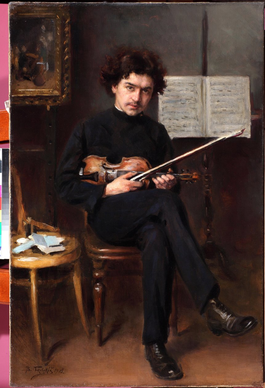 Portrett av fiolinisten og komponisten Jan Kubelik (1880-1940) par Vladimir Yegorovich (Egorovitch) Makovsky (Makovski) (1846-1920) av Vladimir Egorovic Makovsky