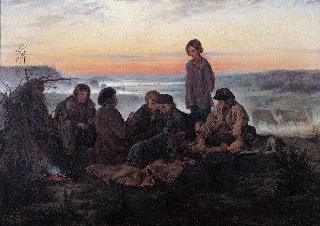 Bezhin Lea, 1869 av Vladimir Egorovic Makovsky