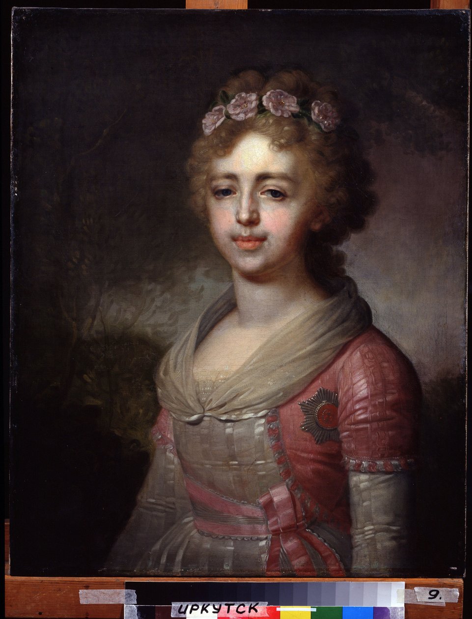 Portrett av storhertuginnen Alexandra Pavlovna (1783-1801), datter av keiser Paul I (Portrett av storhertuginnen Alexandra Pavlovna, datter av keiser Paul I). Maleri av Vladimir Lukich Borovikovsky (eller Borovikovsky) (1757-1825). Olje på lerret av Vladimir Lukich Borovikovsky