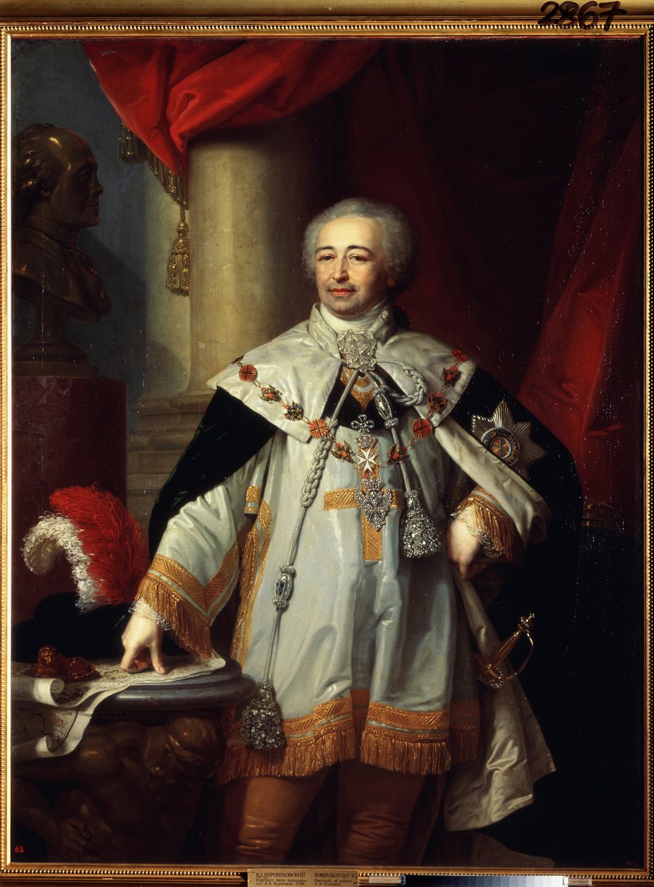 ""Portrett av den russiske politikeren og visekansleren Alexander Kurakin (Kurakin) (1752-1818)"" Maleri av Vladimir Borovikovsky (Borovikovski) (1757-1825) 1799 Statens russiske museum, St. Petersburg av Vladimir Lukich Borovikovsky