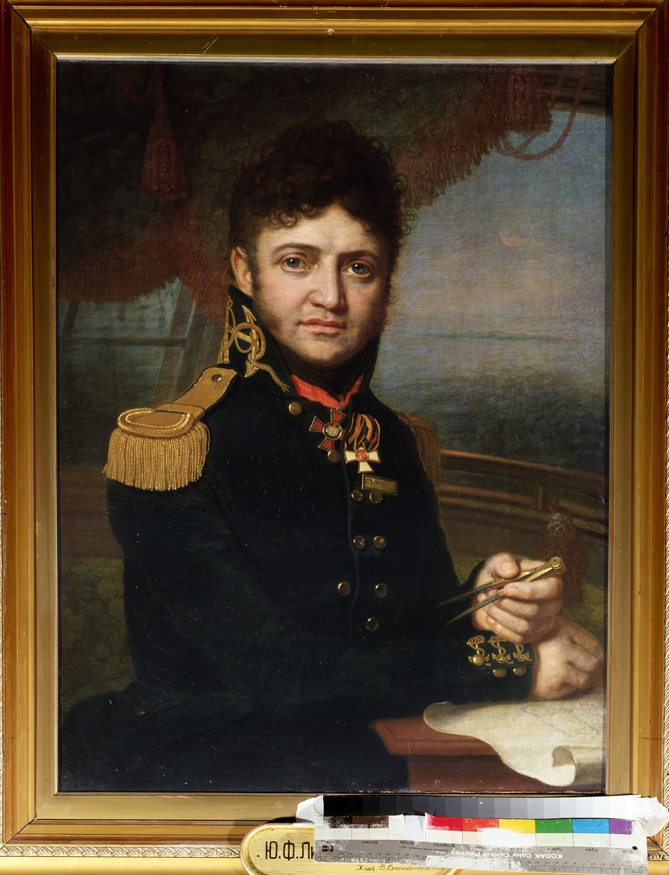 ""Portrait du navigateur et officier Yuri Lisyansky (Lisiansky ou Lisianski) (1773-1837)"" Peinture de Vladimir Borovikovsky (Borovikovski) (1757-1825) 1810 State Central Navy Museum Saint Petersbourg av Vladimir Lukich Borovikovsky