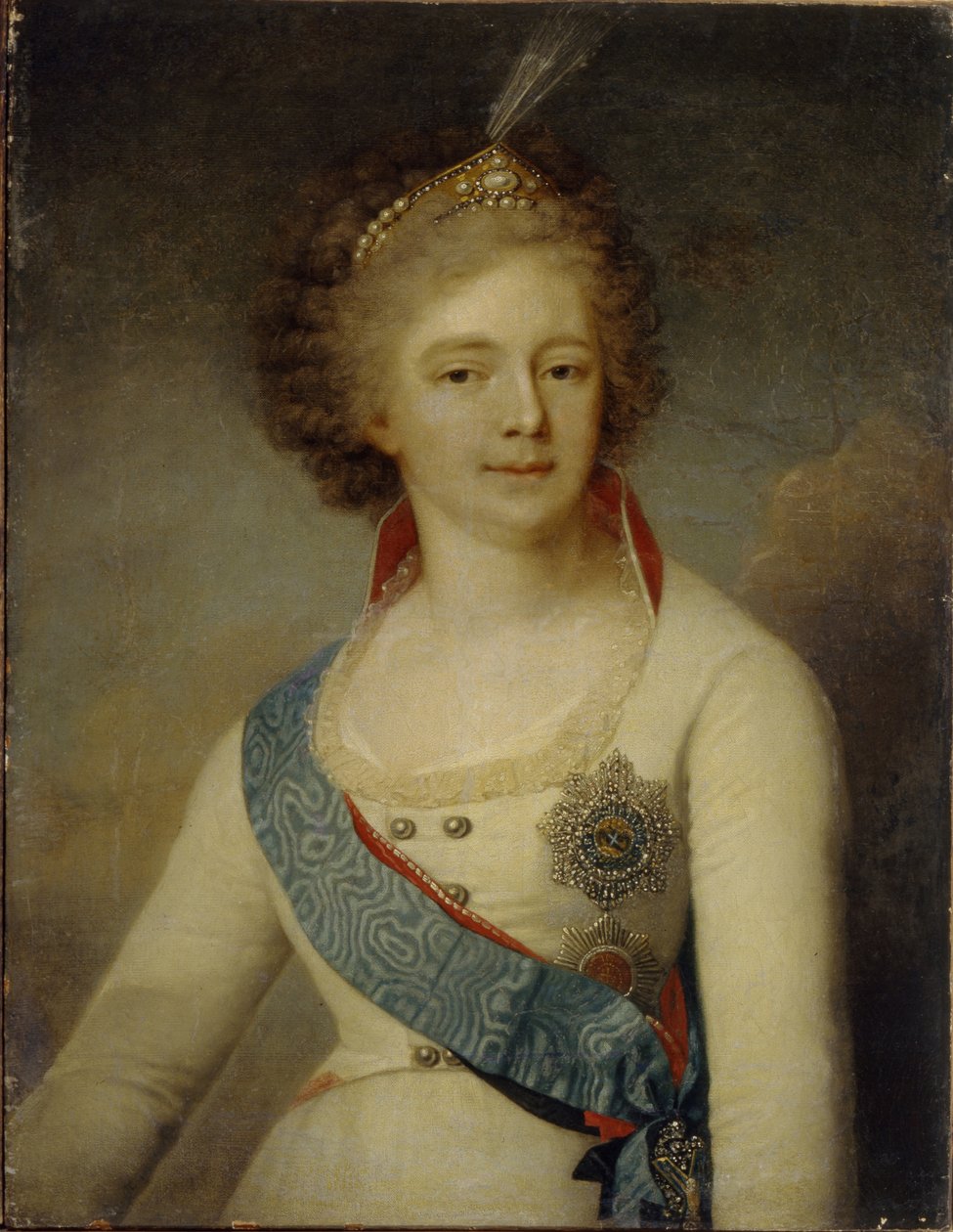 Portrett av keiserinne Maria Feodorovna 1759-1828 i Chevalier Guard uniform, 1796 av Vladimir Lukich Borovikovsky