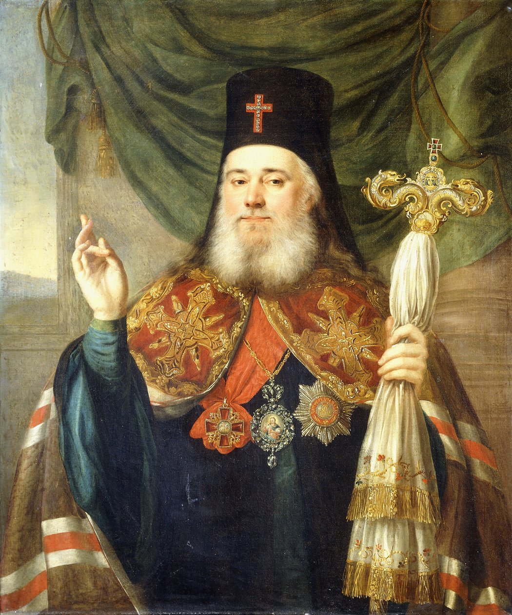 Portrett av Platon, Metropolitan of Moscow and Column av Vladimir Lukich Borovikovsky