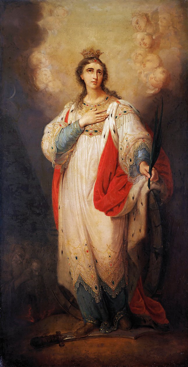 Saint Catherine (olje på papp) av Vladimir Lukich Borovikovsky