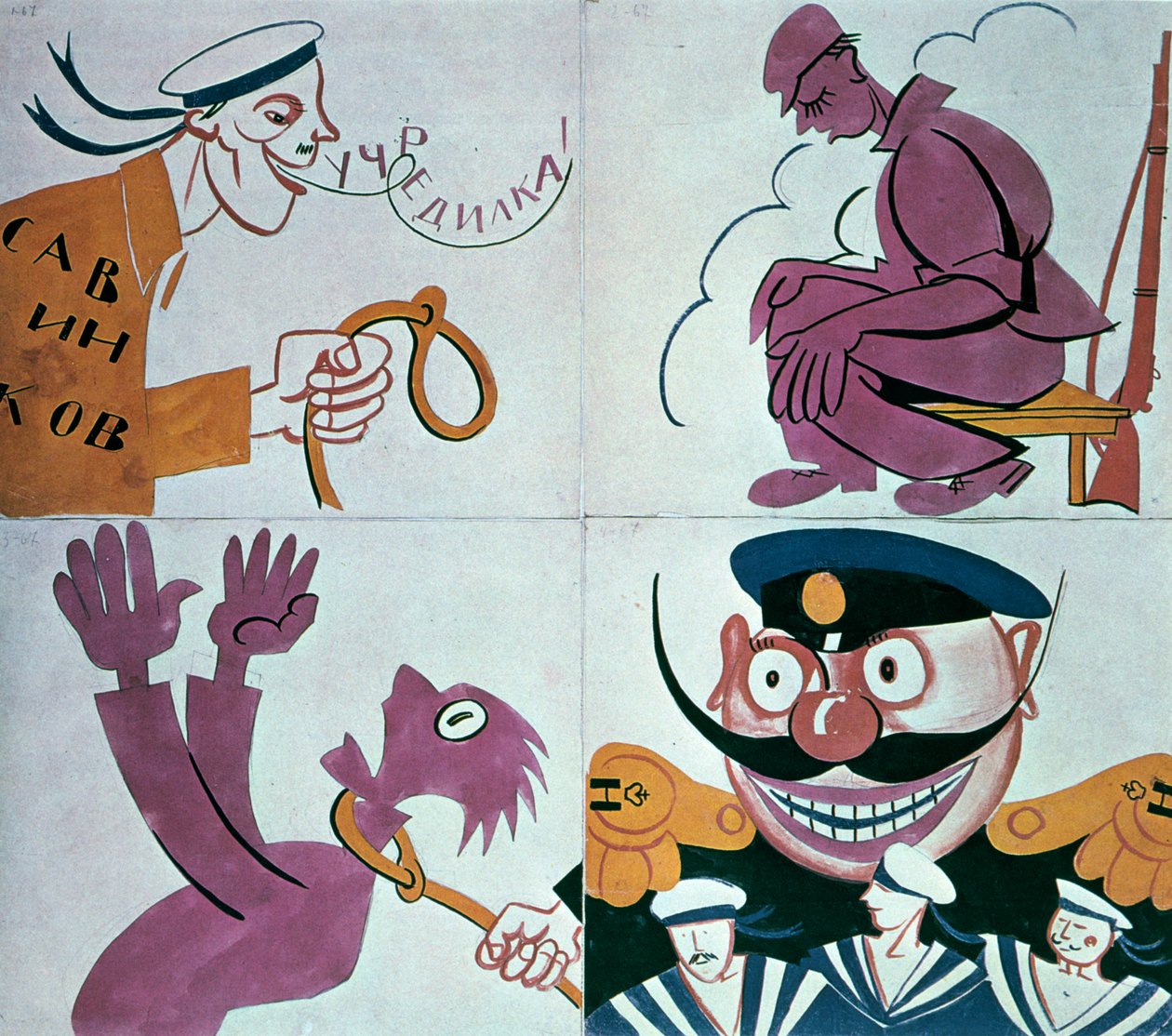 Karikatur mot den grunnlovgivende forsamlingen 1921. av Vladimir Mayakovsky