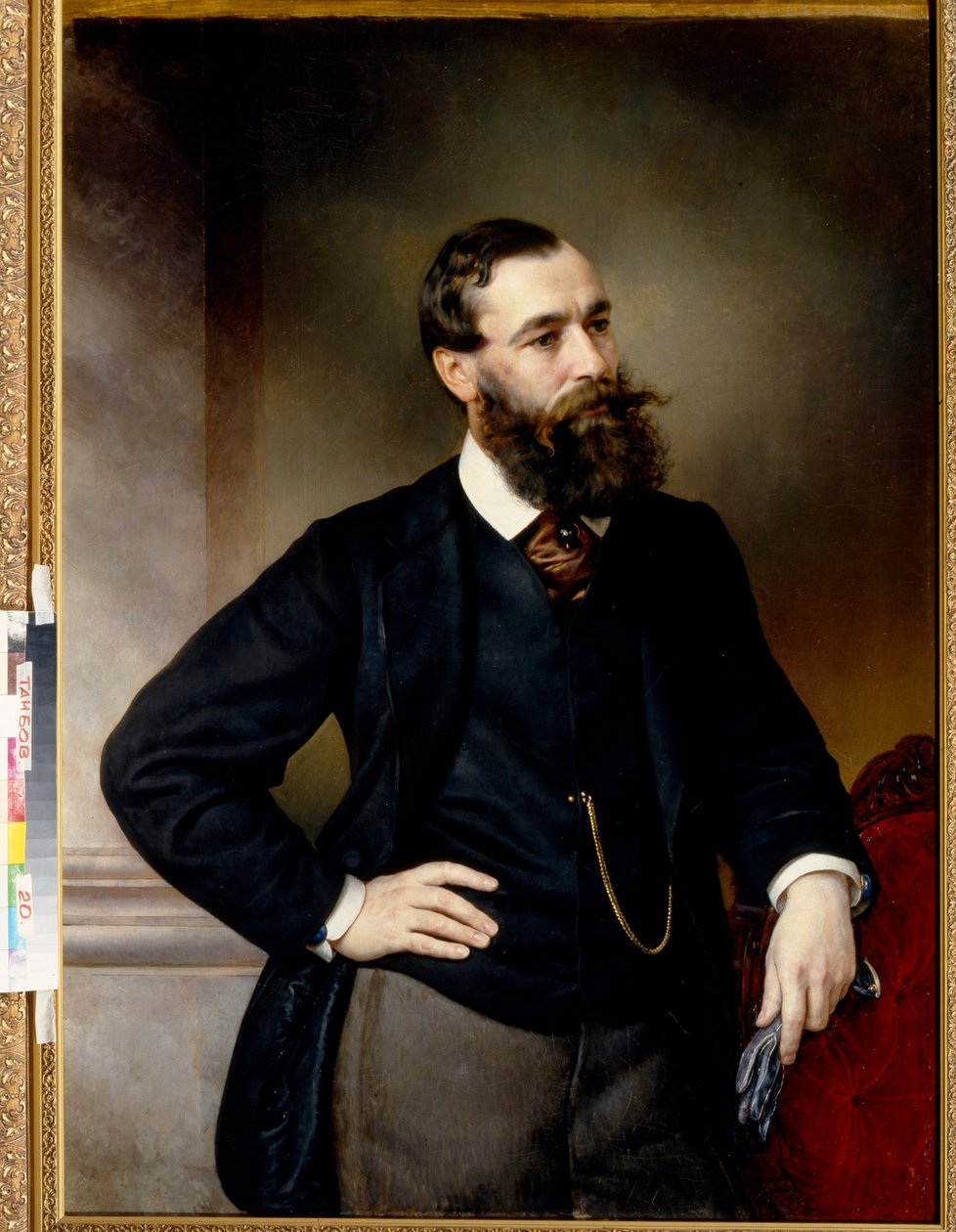 Portrett av juristen og filosofen Boris Nikolaievitch Chicherin (Chicherin) (1828-1904) - Maleri av Vladimir Osipovich Sherwood (Shervud) (1832-1897), olje på lerret (117x83 cm), slutten av 1800-tallet - (Portrett av juristen politisk filosofere Bo av Vladimir Ossipovitch Sherwood