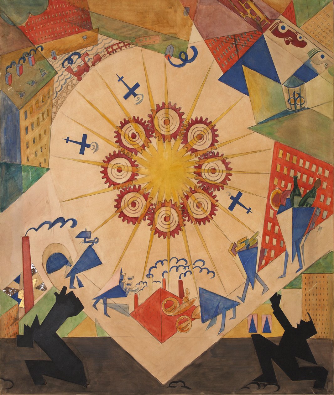 Det lovede land. Scenedesign for teaterstykket Mystery-Bouffe av Vladimir Mayakovsky, 1919. av Vladimir Vladimirovich Mayakovsky