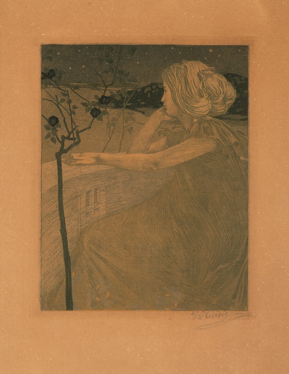 Meditasjon på balkongen, 1899-1900. av Vojtěch Preissig