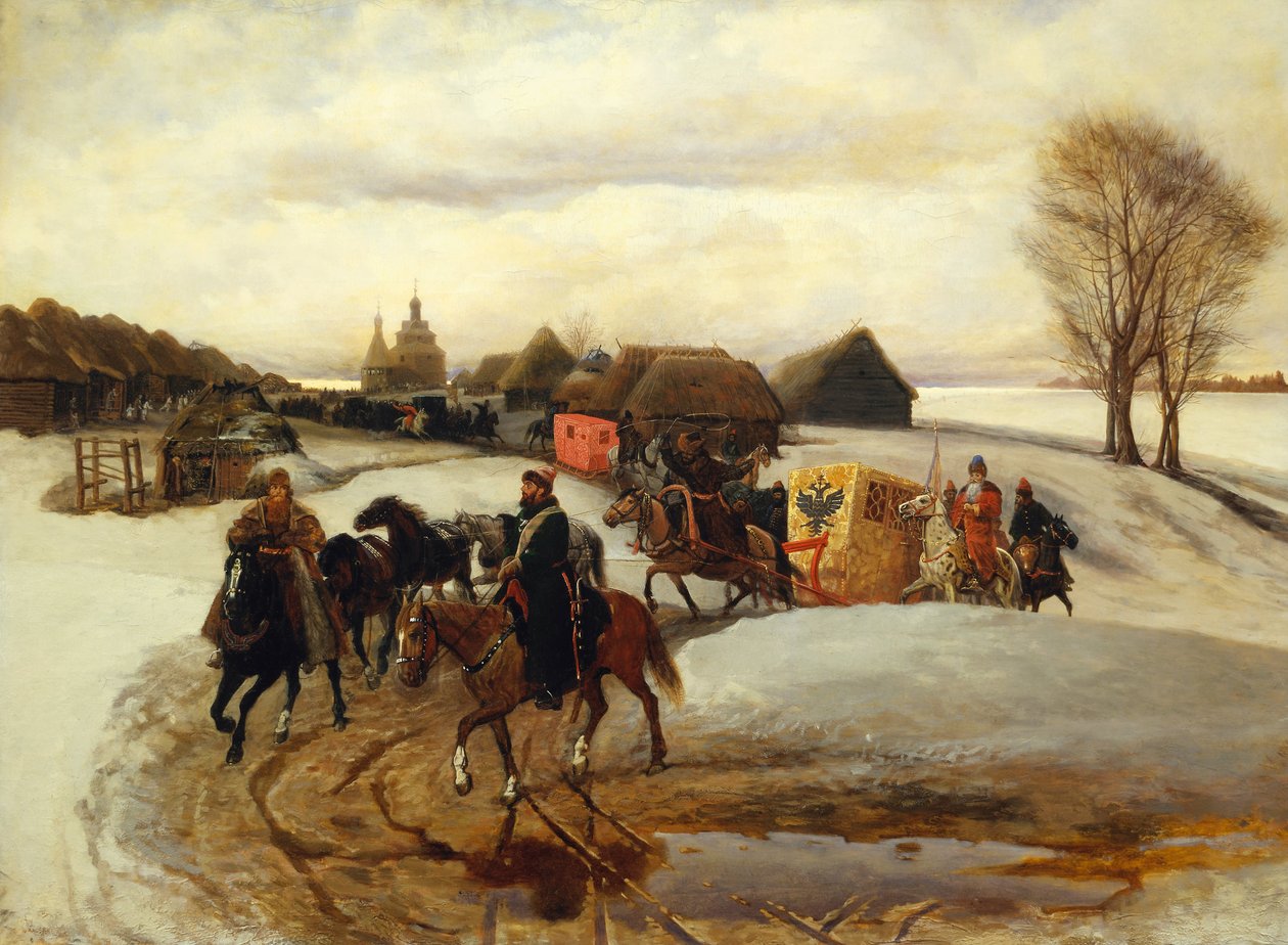 Tsarinaens vårpilegrimsreise på tsar Alexis I Mikhailovichs tid, 1868 av Vyacheslav Grigoryevich Schwarz